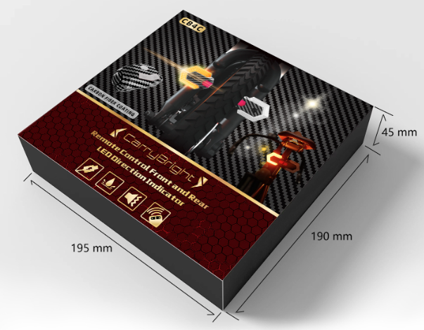 CarryBright carbon fiber 4 Pcs Bike Tail Light with Turn Signals, USB Rechargeable Bike Turn Signals Front and Rear Bright LED Safety Warning, Wireless Remote Control Waterproof Bicycle Turn Signals Light for Ebike